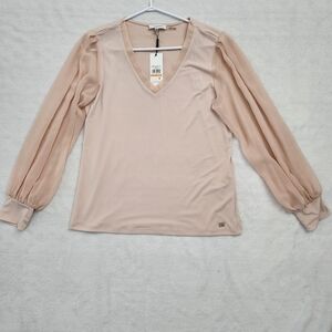CALVIN‎ KLEIN Women's Long Sleeve V Neck Lightweight Sheer Stretch Top Small NWT